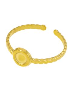Stainless Steel Ring Cabochon Setting (4 mm) 18K Gold Ion Plated (1 Stuk)