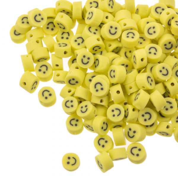 nabootsen Geld rubber kiespijn Polymeer Smiley Kralen (5 x 3 mm) Yellow (50 stuks)