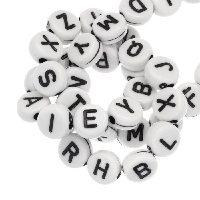 letter kralen wit met zwart