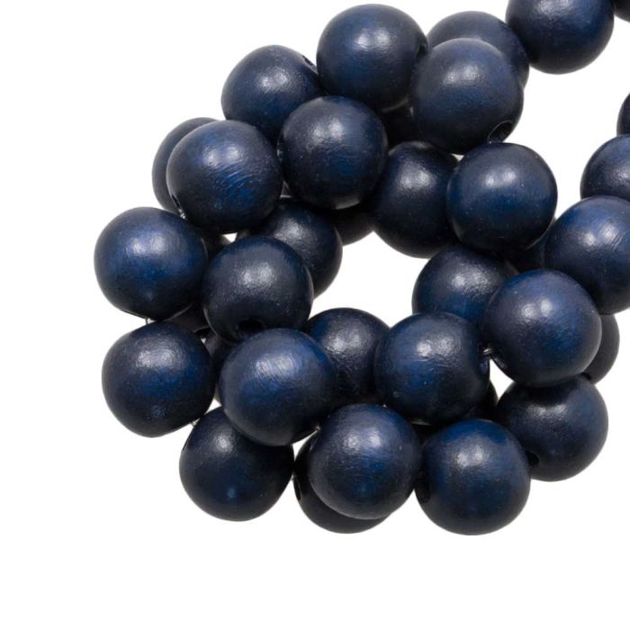 Intense houten look blauwe kralen 12 mm grote 