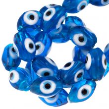 Glaskralen Evil Eye (13 x 7 mm) Blue (30 stuks)