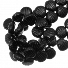 DQ Schelp glaskralen (8 x 8 mm) Black (25 Stuks)