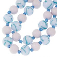 Kralenmix - Glaskralen (10 - 11 mm) Blue Mix (15 stuks)