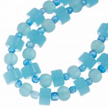 Kralenmix - Glaskralen (8 - 9 mm) Ice Blue Mix (45 stuks)