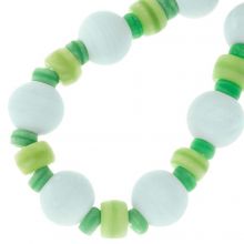 Kralenmix - Glaskralen (6 - 13 x 3 - 11 mm) Green Glow (30 stuks)
