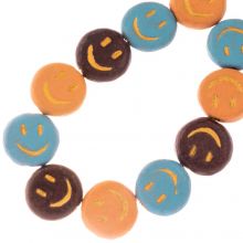 Keramiek Kralen Smiley (17 x 6 mm) Mix Color (11 Stuks)