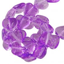 Glaskralen Hartje Transparant (8 x 8 x 4 mm) Violet (45 stuks)