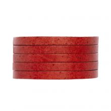 DQ Leer Plat (5 x 2 mm) Natural Dye Red (1 Meter)