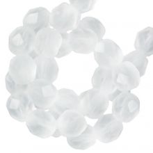 DQ Fire Polished Facetkralen (4 mm) Crystal Matt (50 Stuks)