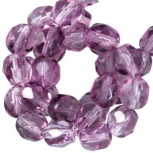 DQ Fire Polished Facetkralen (8 mm) Light Amethyst (25 Stuks)