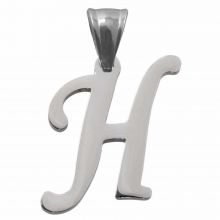 Stainless Steel Initiaal Hangers H (32 mm) Antiek Zilver (1 Stuks)