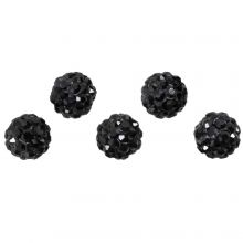 Shamballa kralen (10 mm) Black (5 stuks)
