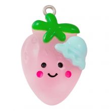 Hanger Resin Aardbei (30 x 19 mm) Pink (1 Stuk)