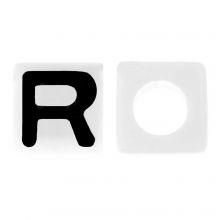 Letterkralen R (7 x 7 mm) White-Black (50 stuks)