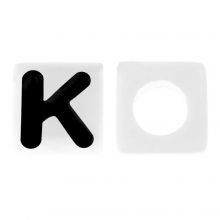 Letterkralen K (7 x 7 mm) White-Black (50 stuks)