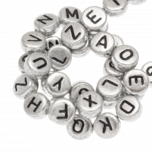 Letterkralen Mix Compleet Alfabet (7 x 4 mm) Silver-Black (26 x 5 letters)