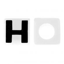 Letterkralen H (7 x 7 mm) White-Black (50 stuks)