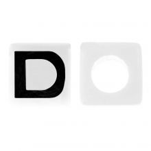 Letterkralen D (7 x 7 mm) White-Black (50 stuks)