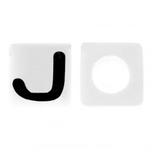 Letterkralen J (7 x 7 mm) White-Black (50 stuks)