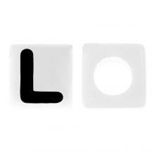 Letterkralen L (7 x 7 mm) White-Black (50 stuks)