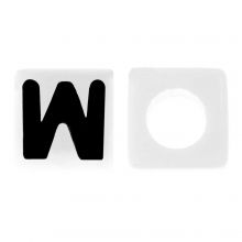 Letterkralen W (7 x 7 mm) White-Black (50 stuks)