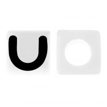 Letterkralen U (7 x 7 mm) White-Black (50 stuks)