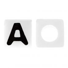 Letterkralen A (7 x 7 mm) White-Black (50 stuks)