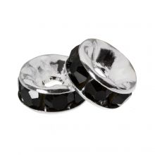 Rhinestone Spacers (6 x 3 mm) Black (10 Stuks)