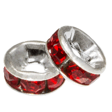 Rhinestone Spacers (6 x 3 mm) Red (10 Stuks)