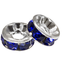 Rhinestone Spacers (6 x 3 mm) Dark Blue (10 Stuks)