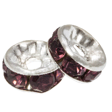 Rhinestone Spacers (8 x 4 mm) Purple (10 Stuks)