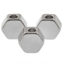 Metalen Kralen Hexagon (5 x 3 mm) Antiek zilver (10 Stuks)