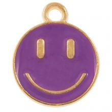 Bedel Enamel Smiley (14.5 x 12 mm) Purple (5 Stuks)
