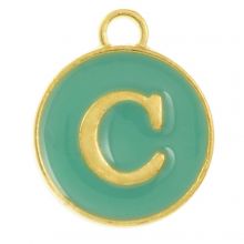 Initiaal Bedel Enamel Letter C (14 x 12 x 2 mm) Turquoise (1 Stuk)