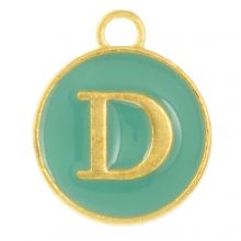 Initiaal Bedel Enamel Letter D (14 x 12 mm) Turquoise (1 Stuk)