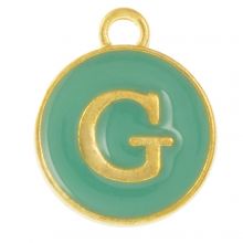 Initiaal Bedel Enamel Letter G (14 x 12 x 2 mm) Turquoise (1 Stuk)