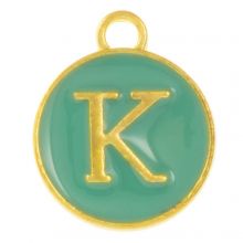 Initiaal Bedel Enamel Letter K (14 x 12 mm) Turquoise (1 Stuk)