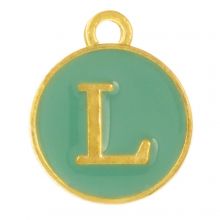 Initiaal Bedel Enamel Letter L (14 x 12 mm) Turquoise (1 Stuk)