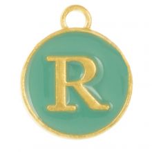 Initiaal Bedel Enamel Letter R (14 x 12 mm) Turquoise (1 Stuk)