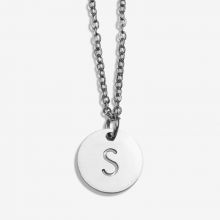 Stainless Steel Ketting Letter S (45 cm) Antiek Zilver (1 stuk)