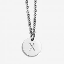 Stainless Steel Ketting Letter X (45 cm) Antiek Zilver (1 stuk)