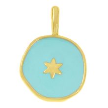 Hanger Enamel Sterretje (18 x 15 x 2 mm) Light Blue - Goud (1 stuk)