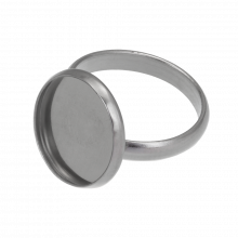 Stainless Steel Ring (Voor 14 mm Cabochon) Antiek Zilver (5 Stuks)