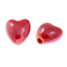 Keramiek Kralen Hartje (10 x 10 x 6.5 mm) Ruby Red (3 Stuks)