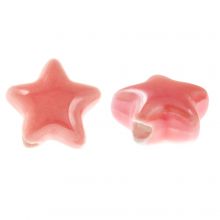 Keramiek Kralen Ster (14 x 8 mm) Salmon Pink (3 Stuks)