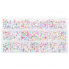 Kralendoos - Letterkralen Medeklinkers (6 x 6 mm) White-Mix Color (35 kralen per letter) 