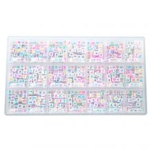Kralendoos - Letterkralen Medeklinkers (6 x 6 mm) White-Mix Color (35 kralen per letter) 