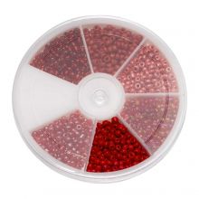 Kralendoos - Rocailles Glaskralen Red (3 mm) 'Mix Color'
