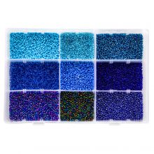 Kralendoos - Rocailles (2 mm / 9 x 50 gram) Mix Color Blue