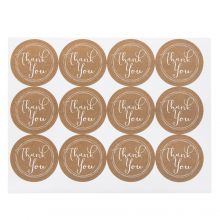 Stickervel Ronde Stickers - Thank You (3.5 cm) Brown (12 stickers)